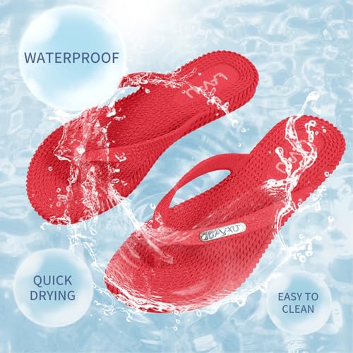 Image of LAVAU Flip Flops for Women, Waterproof Non Slip Thong Sandals for Shower Beach Pool, 100% Recyclable