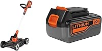 Vista 1 de BLACK+DECKER Cortacésped 3 en 1, recortadora y bordeadora de cuerdas, 12 pulgadas con batería adicional de iones de litio de 4 Ah (MTC220 y LB2X4020)