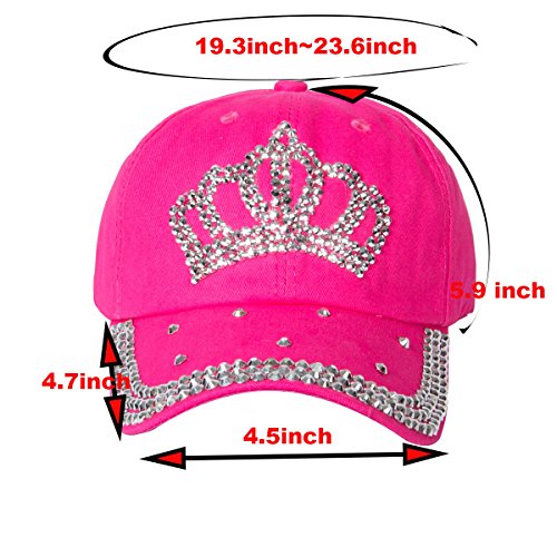 Elonmo Bling Hats, Crown Design Rhinestone Womens Baseball Cap Golf Hat Jeans Wash Denim Adjustable (Rose) #TOP4