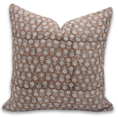 Fabritual Pillow Covers Artistic Handmade Block Print Thick Linen Fabric
