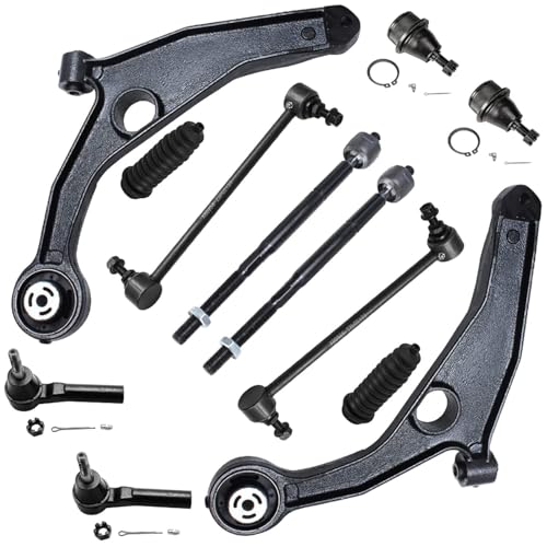Image of Detroit Axle - 2.4L Front End Kit for 2007-2009 Chrysler Sebring 2008-2014 Dodge Avenger, 14pc Struts Coil Spring Lower Control Arms Outer Inner Tie Rods Lower Ball Joints Sway Bars Boots Replacement