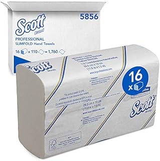 Scott 5856 Slimfold Hand Towels, 16 Packs of 110 Compact Paper Sheets, Airflex Absorbent Technology, White