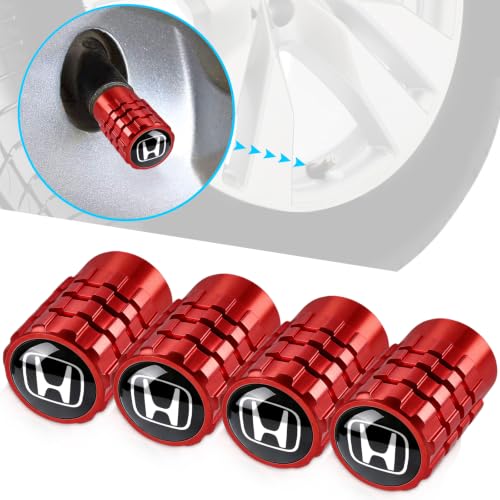 Image of Tire Valve Stem Caps for Honda Series Metal Car Wheel Air caps Auto Valve Stem Caps Accessories 4 Pcs Red