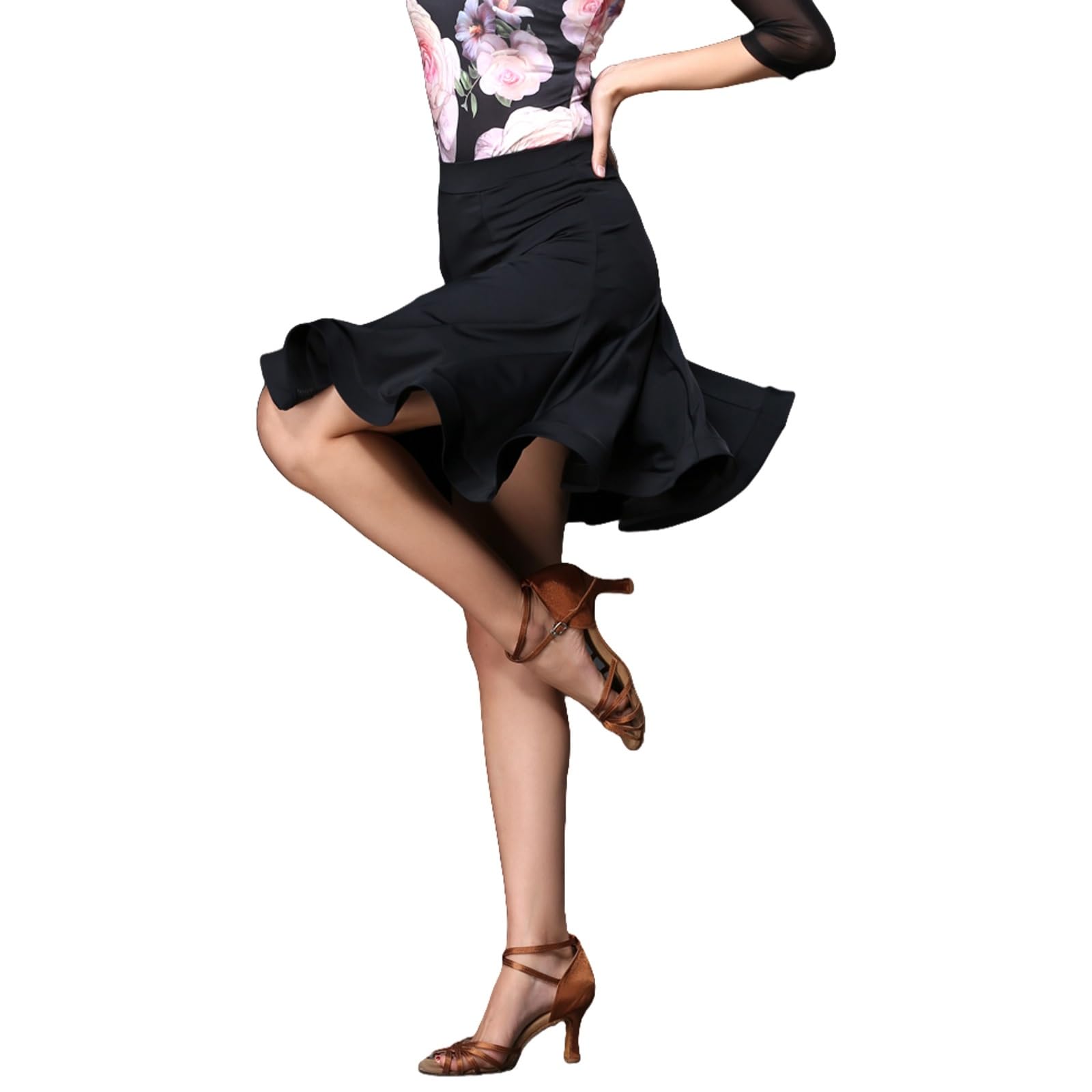 Faldas De Baile Latino Sólidas Básicas Skirt Corta De Baile Swing Grande for Mujer for Cha Cha Rumba Samba, Traje De Baile for Competición, Actuación Vestido De Baile De Salón