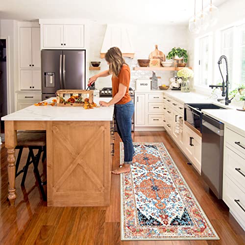 U'artlines Boho Hallway Runner Rug 2' X 6' Vintage Farmhouse Laundry Rug Runner Accent Area Rug Carpet Non Slip Washable Kitchen Floor Mat Entryway Runner Mat Throw Rug For Living Room(Orange) #TOP7