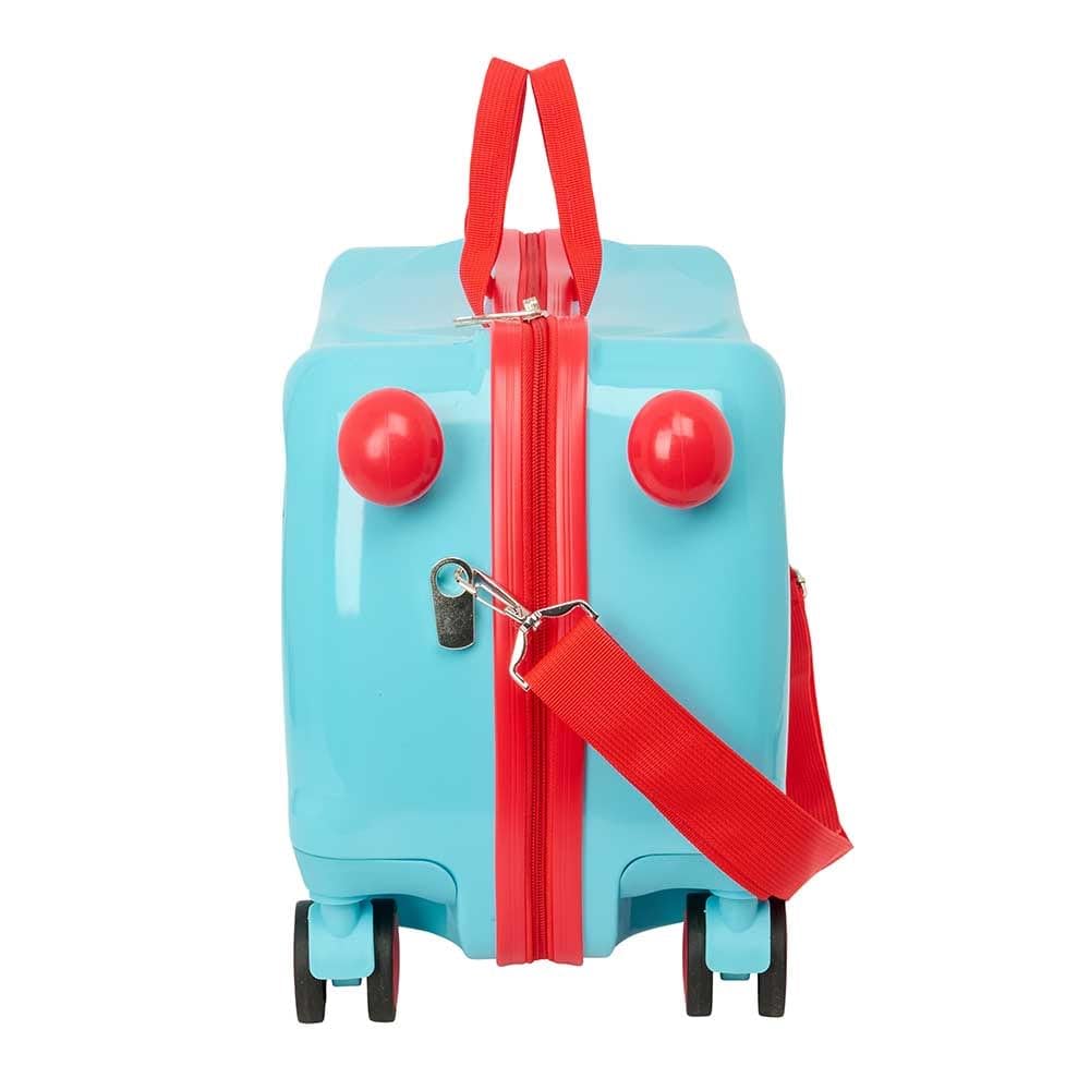 Safta | Maleta Infantil Disney Mickey Mouse Baby, Maleta Ride-On con 4 Ruedas Dobles Giro 360°, ABS+PC, Interior Forrado con Separador y Bolsillo Cremallera, Bandolera y Asas, Medidas 44x21x27 cm
