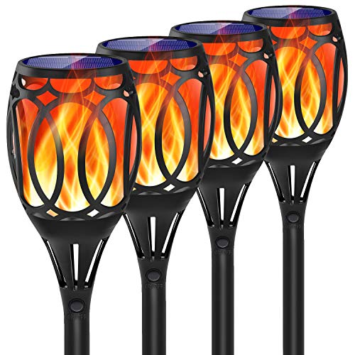 Ollivage Upgraded Solar Torch Lights Waterproof Flickering Flames Torch Lights Outdoor Landscape Decoration Lighting Dusk to Dawn Auto On/Off Security Flame Lights for Yard Garden Pathway Driveway