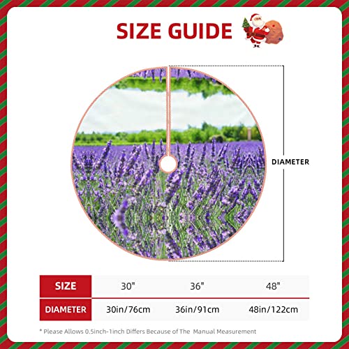Purple Floral Imitation Linen Christmas Tree Skirt Covered Christmas Tree Skirt Size 30/36/48 Inch Diameter #TOP3