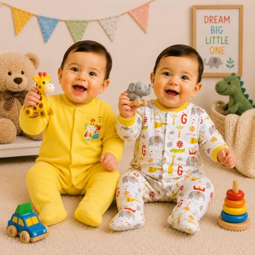 Image of EIO 100% Cotton Rompers Sleepsuits Jumpsuit Night Suits for Infants Newborn Baby Boys & Girls