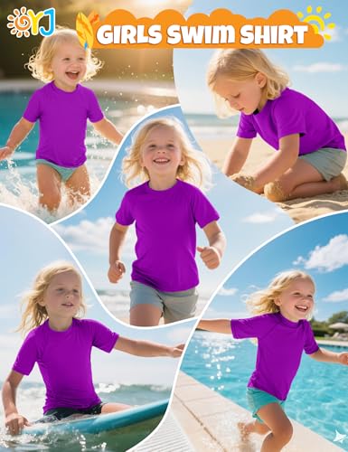 Image of Boys Rash Guard Short Sleeve Swim Shirt UPF+ 50 Rashguard for Toddler Teens Water Sun Shirts Swim Wear Quick Dry
