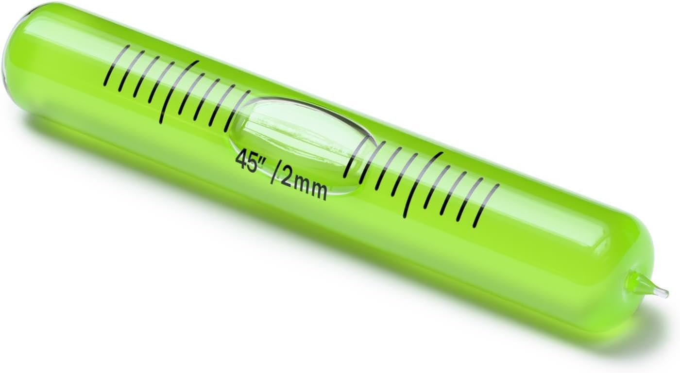 Replacement Level Glass Vial, Spirit Bubble Level, with nib, Accurate, Size: 70mm x 11mm, 2-3/4" x 7/16" - Green Liquid