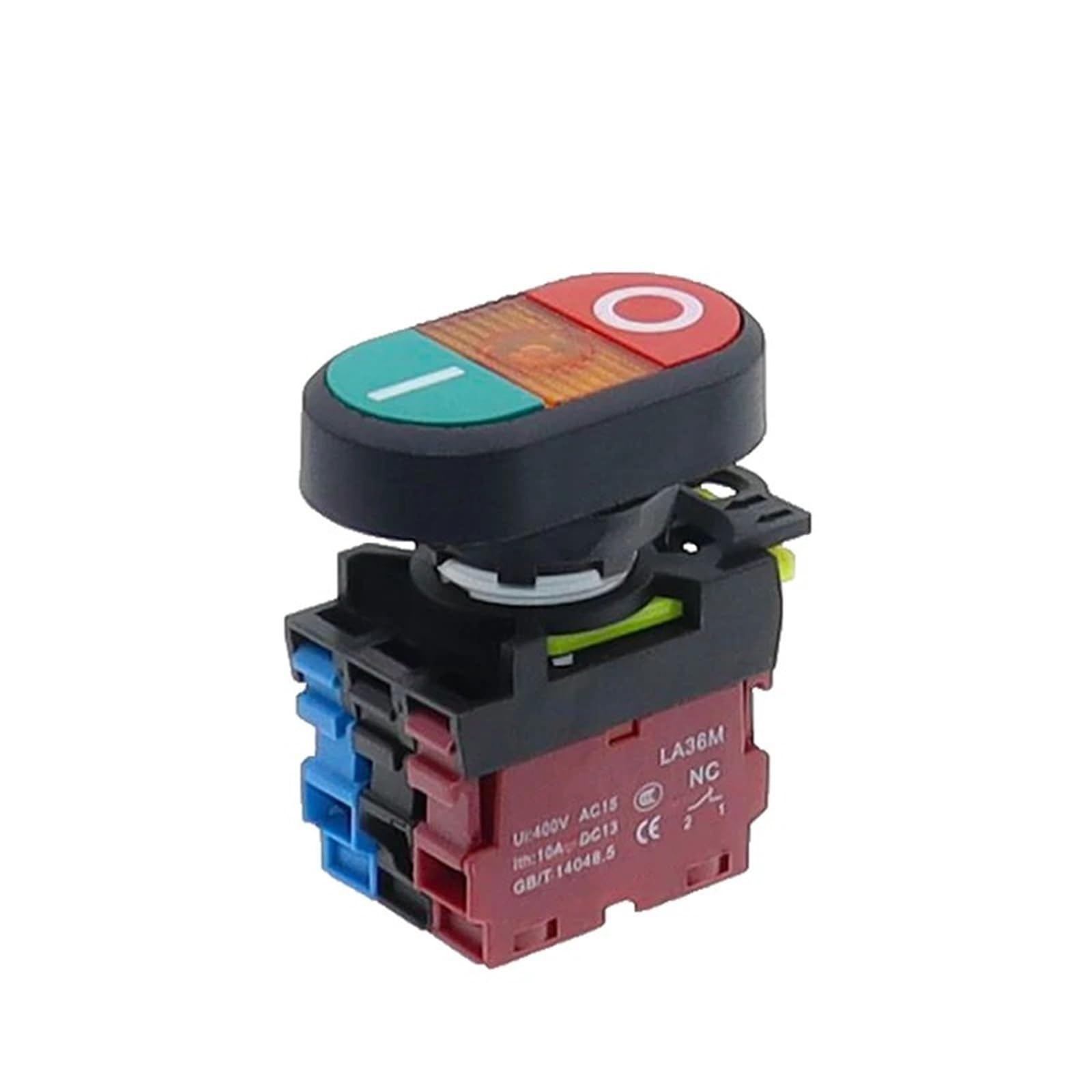 LA36M doble pulsación 22mm botón interruptor de Reinicio de dos posiciones 12V24V220V AC encendido/apagado inicio/parada 1 NO 1NC 1 Uds(Flat-o,2NO2NC,36V-48V)