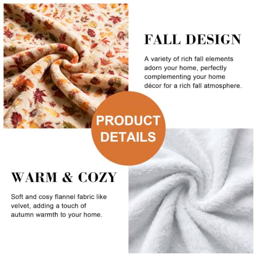 Manta de lanzamiento de otoño MixYoke con hojas de calabaza y franela a cuadros para sofá cama miniatura 5