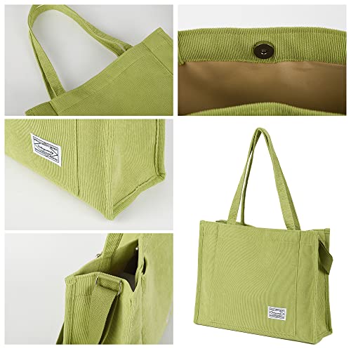 Image of Valleycomfy Corduroy Tote Bag for Women Travel Crossbody Bag Purse Women Shoulder Bags Work Handbags Everyday Hobo Bag