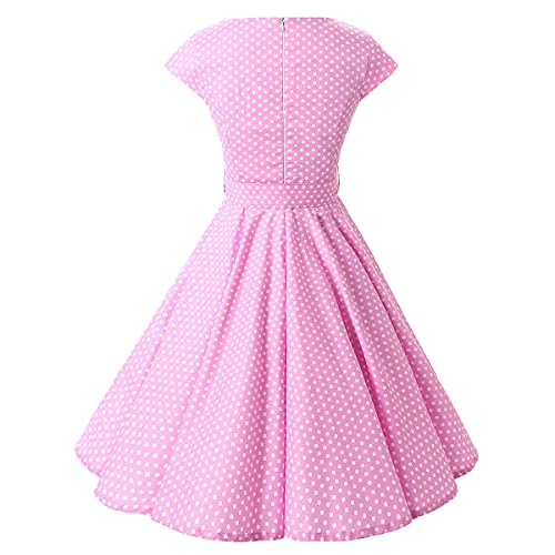 Image of 50s Dresses for Women Vintage 1950s Halter Retro Cocktail Dress 50s Polka Dot Pinup Rockabilly Audrey Hepburn Tea Party Dress