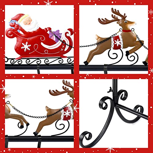 Yoochee Christmas Stocking Holder Stand With 10 Detachable Hooks, Metal Sturdy Christmas Elk Cart Stocking Stand Rack For Floor, Christmas Decorations For Fireplace Living Room - Black #TOP2