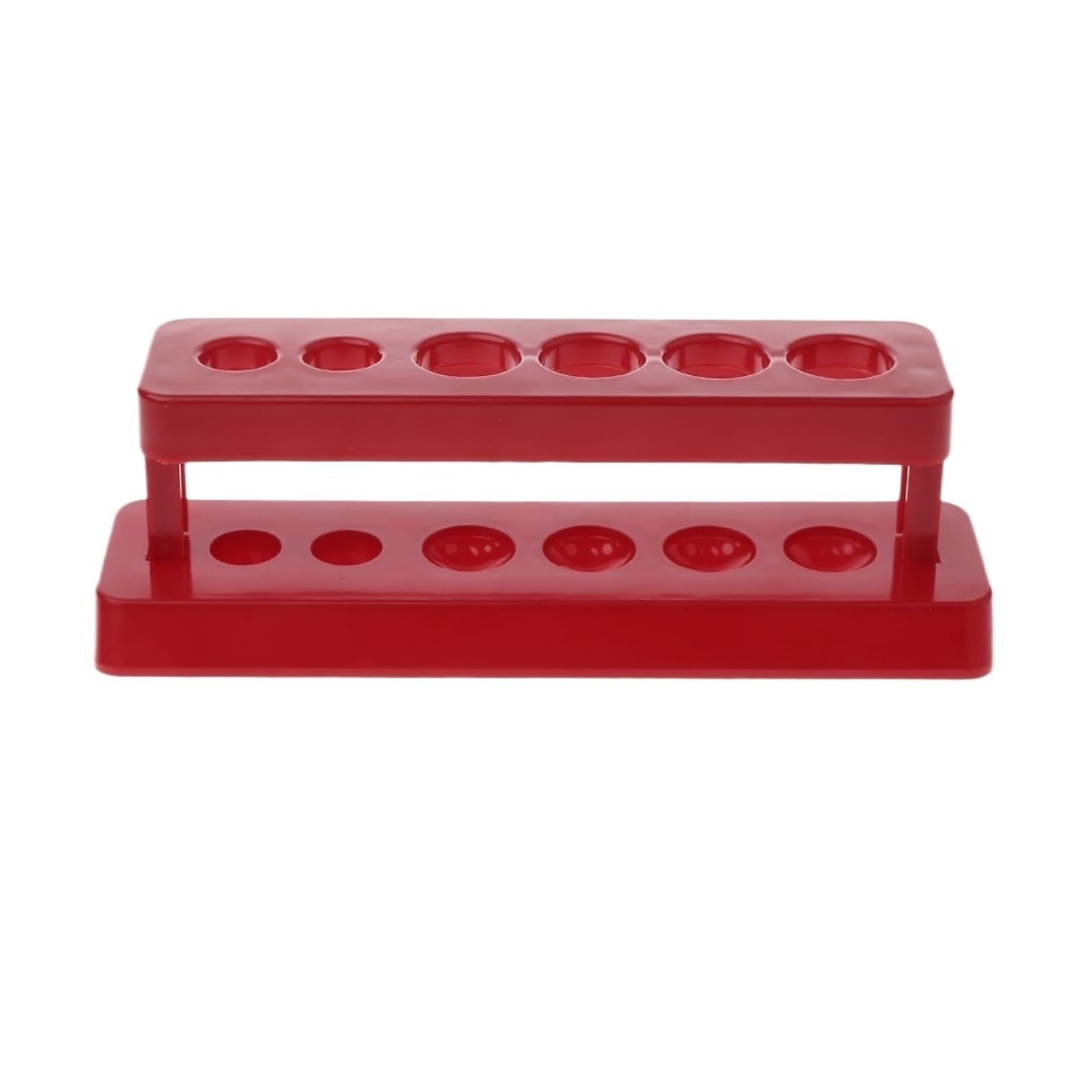 Clear Test Tube Rack for Laboratory, Test Tube Rack Plastic 6 Hole Red 16x4.9x5cm Classroom Scientific