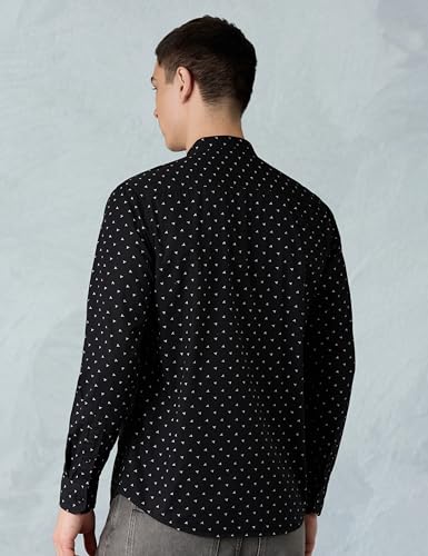 Image of Amazon Brand - Symbol Men Cotton Casual Printed Shirt| Mandarin Collar | Regular Fit | Printed | Full Sleeve | Available in Plus Sizes