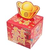 HEMOTON Neujahr Geldgeschenkbox Langlebige Pappbox mit Ziehkarte und Beuteln Dekorative Geldbox für Neujahrsfeier DIY Geldgeschenk-überraschung Lunar Year Party Dekoration