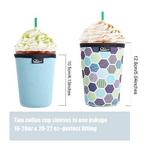 Reusable Iced Coffee Insulator Sleeve For Cold Beverages And Neoprene Cold Coffee Cup Sleeves Cooler Cover 16-24Oz For Coffee Cups, Mcdonalds, Dunkin Donuts, More (Green Geometric) #TOP6