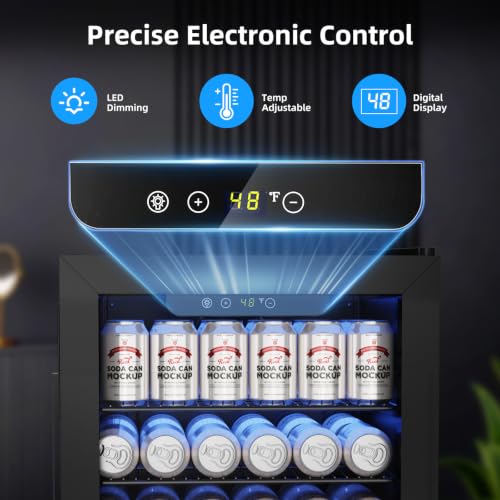 Image of Antarctic Star Mini Fridge 130 Can Beverage Refrigerator Cooler with Glass Door,Adjustable Shelves & Digital Temperature for Soda Beer or wine fridge for Home, Office Bar 3.1cu.ft