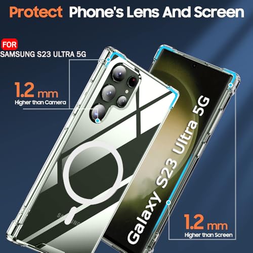 Image of TheGiftKart Shockproof Ultra-Hybrid Back Cover Case for Samsung Galaxy S23 Ultra 5G Compatible with MagSafe | 360 Protection |Crystal Clear Hard Back Cover for Samsung S23 Ultra (Transparent Bumper)