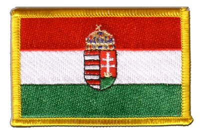 Aufnäher Patch Flagge Ungarn mit Wappen - 8 x 6 cm