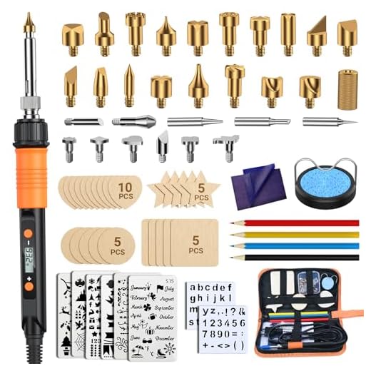 70 Piezas Kit Pirograbador De Madera，Kit Pirograbadores EléCtrico De 100w Con Temperatura Regulable Entre 200°C Y 500°C.Para Madera, Cuero Y Grabados