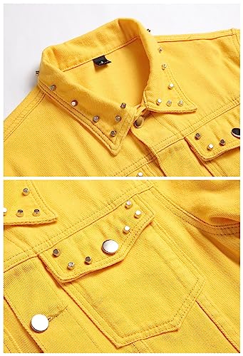 Image of LZLER Men's Denim Jackets Distressed Destroyed Classic Vintage Slim Fit Ripped Fashion Trendy Trucker Jean Jackets