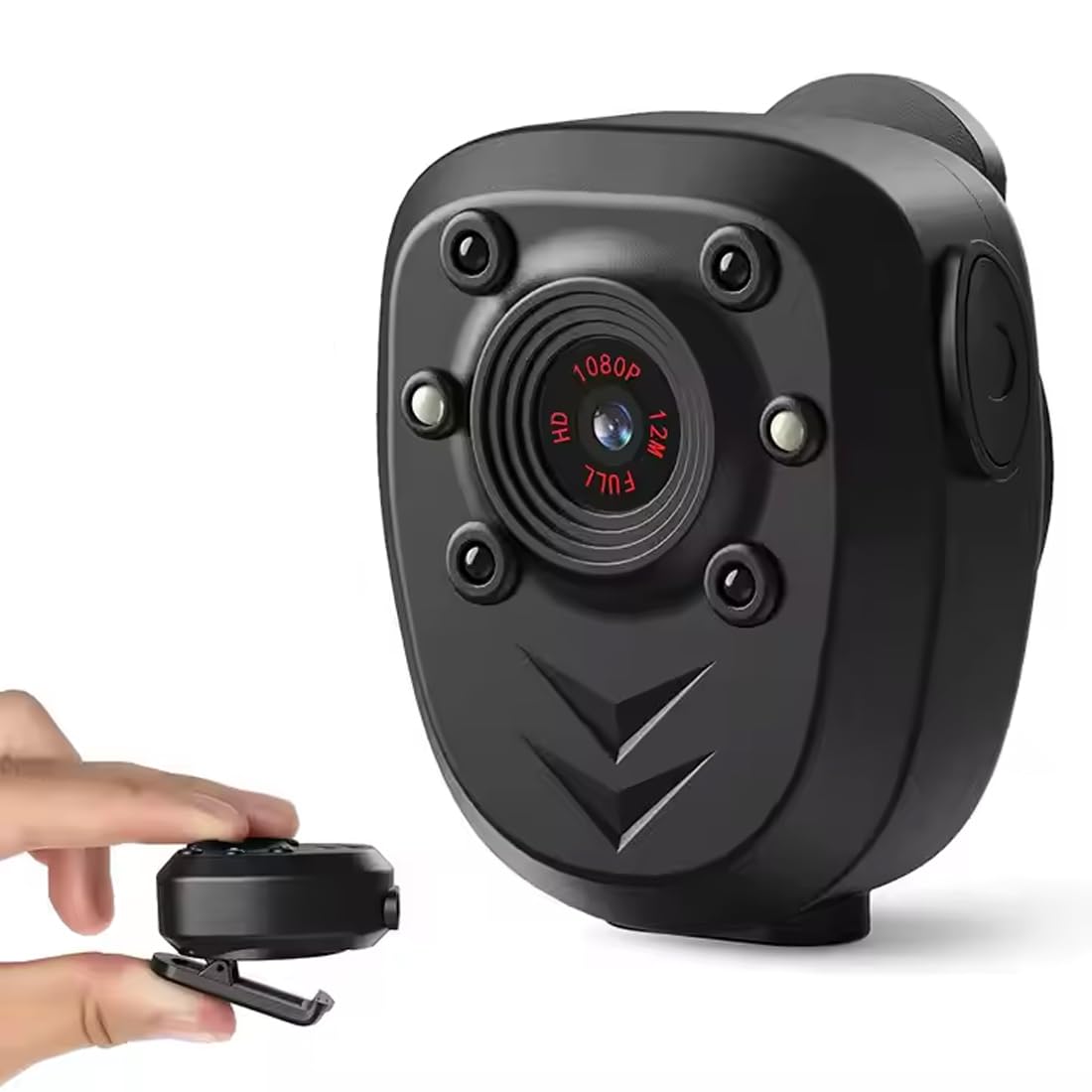 technoview wired 1080p ultra hd body camera, 64gb inbuilt memory, security body mounted camera dvr video infrared night vision audio video recording - black