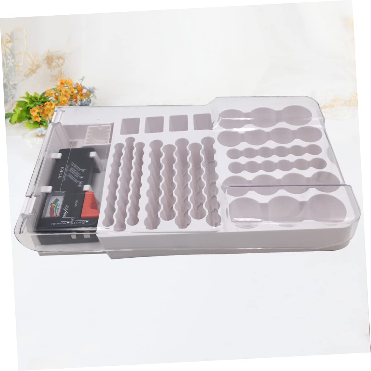 BESTonZON 1pezzi Tester Di Capacità Della Batteria Portatile Custodia Di Immagazzinaggio Per Batterie Organizzatore Di Immagazzinaggio Per Batterie Supporto Di Per Supporto Per Tester