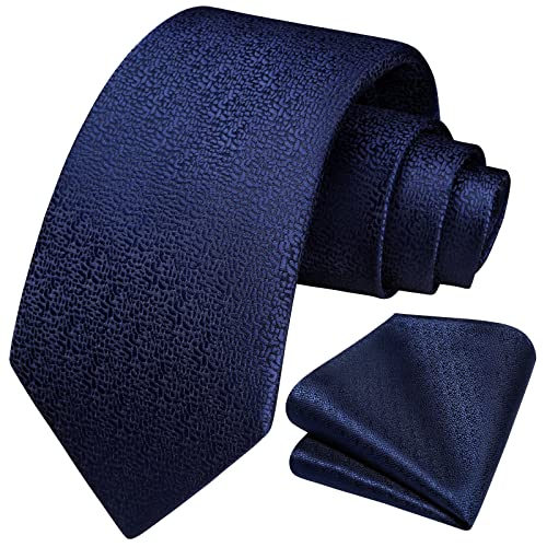 Image of HISDERN Mens Striped Tie and Pocket Square Set Necktie for Men | soft smooth texture, wrinkle-free, neat hand-tied knot, gifting ready, regular 3.4 width, coordinated look, business wedding