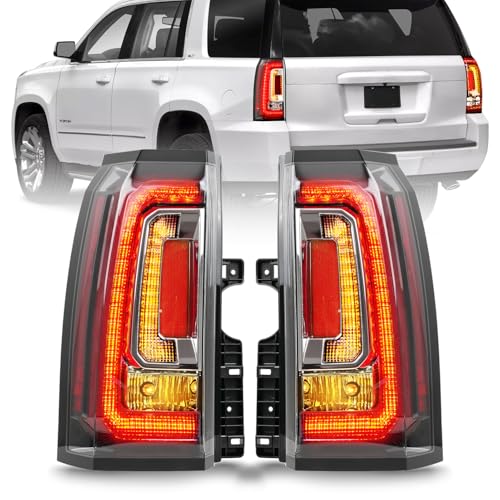 Convitex Pair LED Taillight Replacement for 2015-2020 GMC Yukon/Yukon XL Denali SLE SLT Automotive Rear Light Assembly with Bulbs and Harness - OE Style Tail Lights Kit