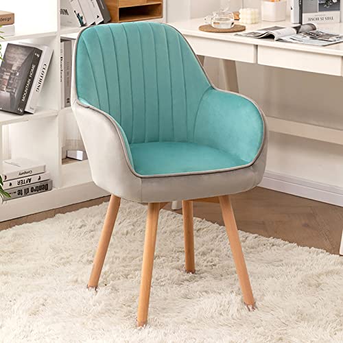 MRKU Silla de Oficina de Mediados de Siglo con Brazos giratorios - Elegante Silla tapizada para Comedor, Ideal para tocador o Estilo Moderno - Cómoda Base de Madera - Diseño Chic