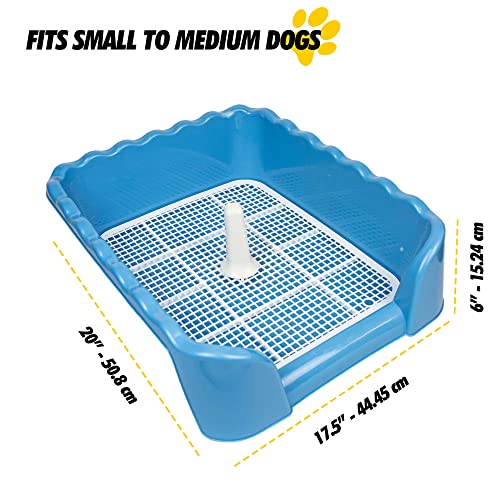 Image of Lutema Indoor /Outdoor Training Dog Potty Tray for Small and Medium Puppies Litter Boxes in (Blue)