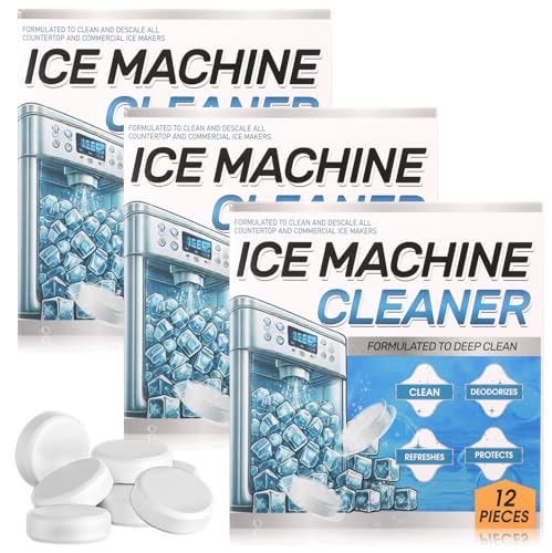 Swiffen 3 Pack 36 Pcs Ice Machine Cleaner Tablets Descaler, Clean Tablets for Ice Makers, Scale Remover for Countertop, Deep Cleaning, Remove Odor