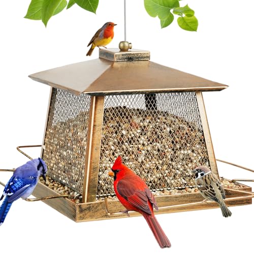 Large Bird Feeder for Outdoor, Gazebo Style Wild Bird Feeders, Metal Mesh Cardinal Birds Feeder for Garden Patio Birds Watching Decor, 4 lb Capacity