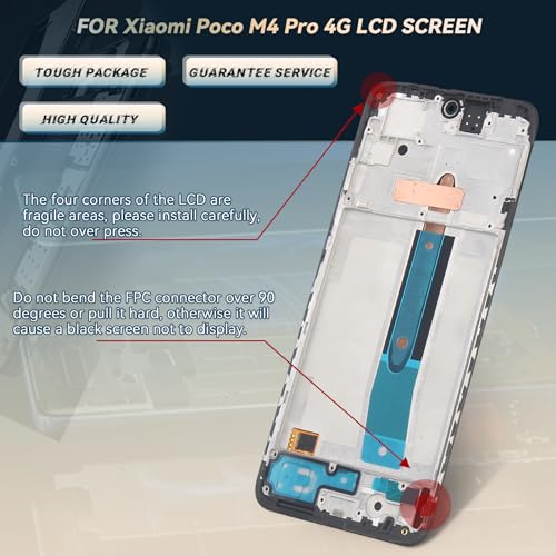 RongZy Display for Xiaomi Poco M4 Pro 4G MZB0B5VIN LCD Screen Replacement Digitizer Touch Screen Assembled Replacement with Tools (Black - Image 2