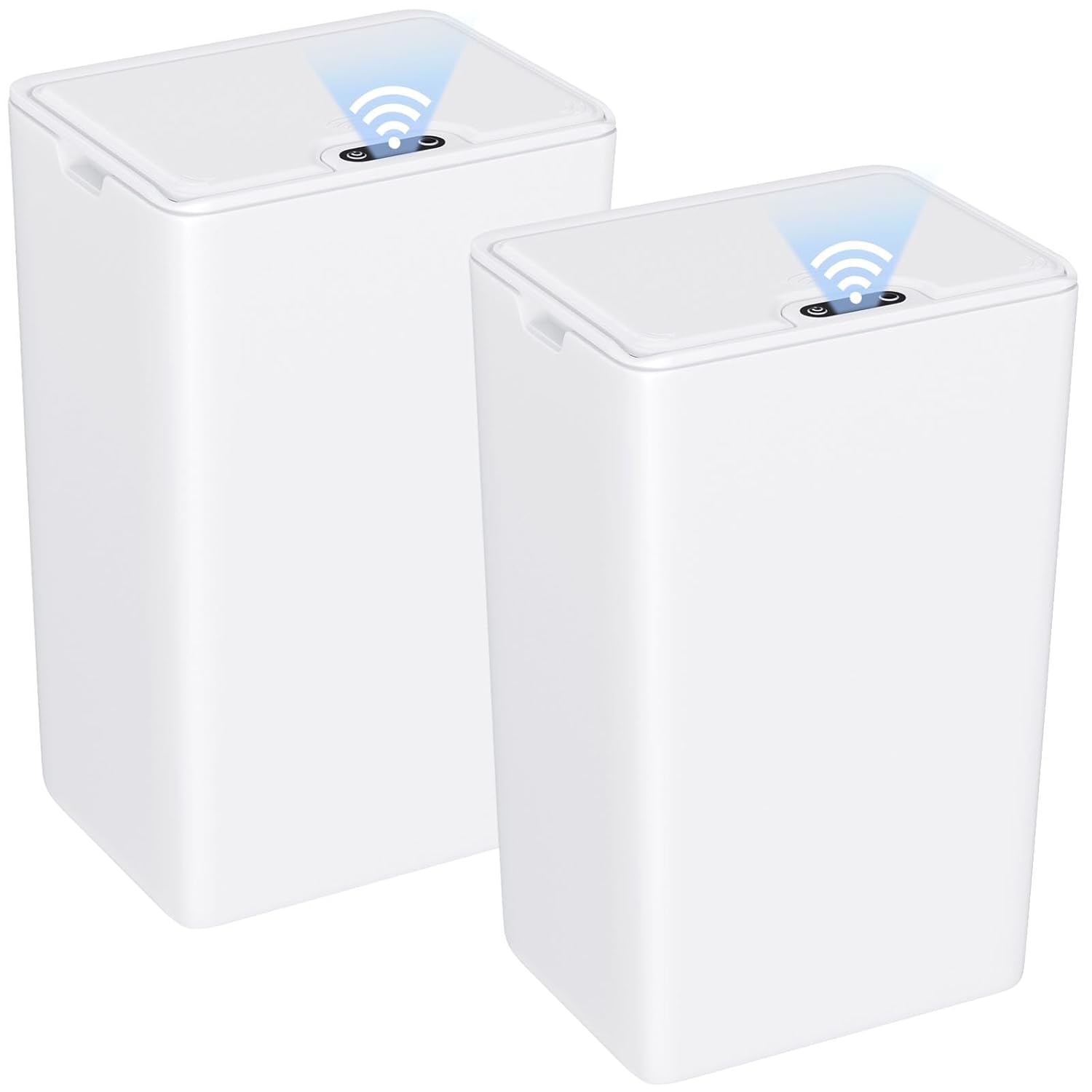 2Pack Bathroom Small Trash Can with Lid, 4 Gallon Touchless Automatic Garbage Can Slim Waterproof Motion Sensor Smart Trash Bin for Bedroom, Office, Living Room 2P 4 Gallon White