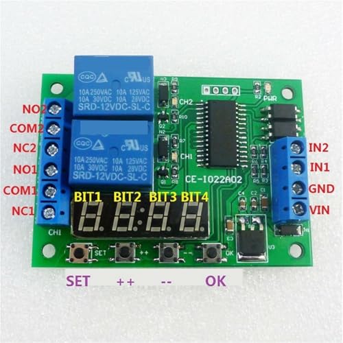 Relais temporisé 12V DC multi-fonction delay relay timer switch 2CH - 6