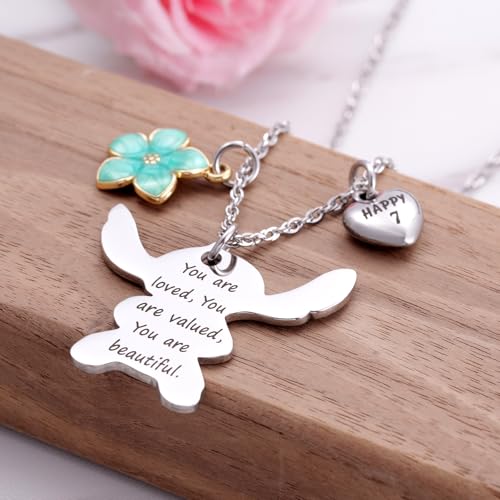 Image of Ukodnus 6-10 Year Old Birthday Necklace Gifts, You are Loved Valued Beautiful Gift, Birthday Jewelry Gift for Daughter Granddaughter Niece