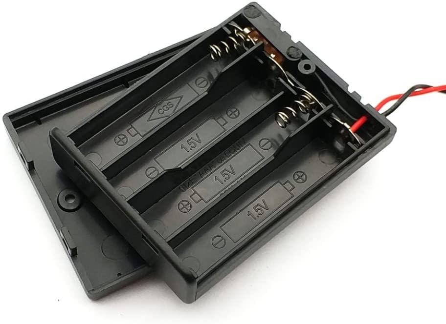 WANGCL 4 x AA 6V Battery Holder Case Box Wired ON/Off Switch and Cover