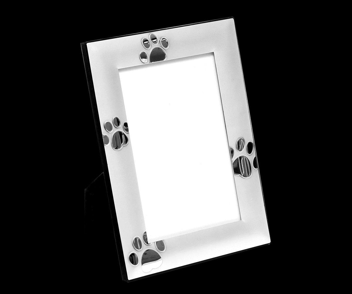 Brillibrum B-Ware Design - Cornice portafoto a forma di zampa, 10 x 15 cm, placcata argento, opaca, idea regalo per gatti (incisione fino a 20 caratteri