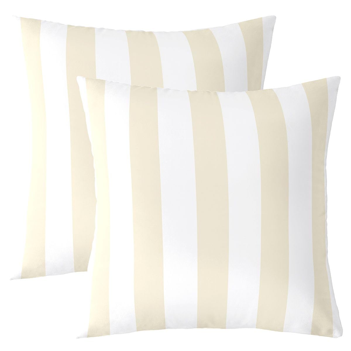 Homewish Beige White Striped Decorative Cushion Covers Set of 2 40 x 40 cm — image 1