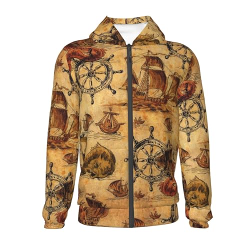 Vintag Ancient Sailboats Kid Hoodies Boys Zip Up Sweatshirts Girls Pullover with Pocket2