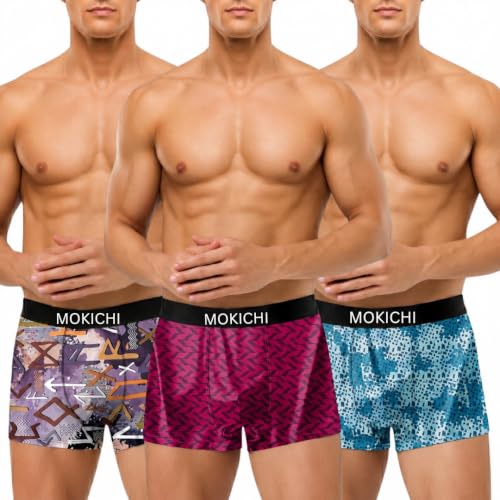 Image of Men's Premium Microfiber Printed Boxer Briefs for Men | Soft, Breathable, Stretchable Innerwear | Moisture Wicking Comfort Trunks Prints