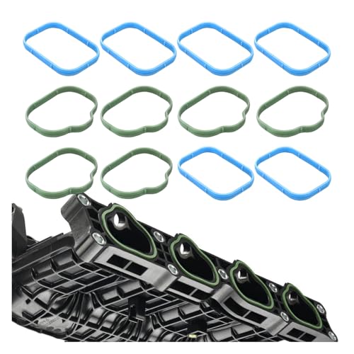 12PCS Intake Manifold Gaskets Lower & Upper Plenum Gasket Set Replacement for Dodge Chrysler Ram 3.6L Replaces #5184562AC 5184331AC MS97204 (Blue&Green)