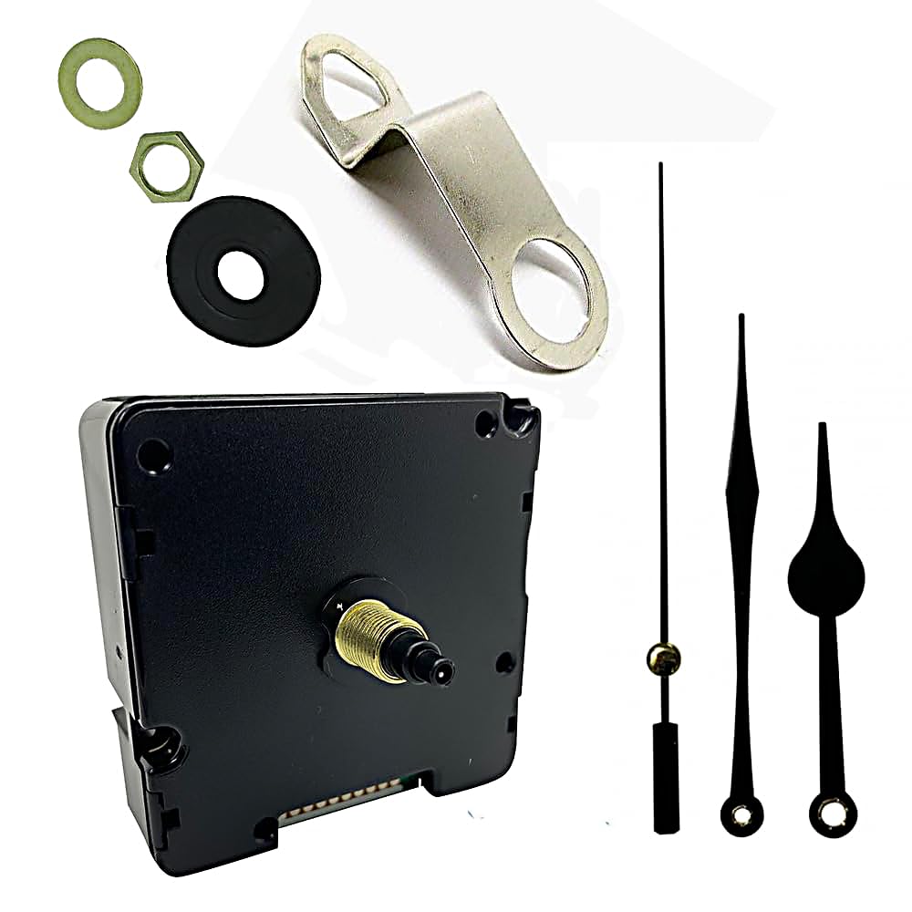 Ticking Battery Operated Automic UK Radio Controlled Clock Movement Mechanism/Motor Quartz MSF Signal (1, 98mm Black Metal Hands)