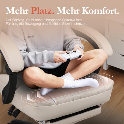 Sedia da gioco con cuscino primaverile, da corsa, con supporto lombare, ergonomico, con poggiapiedi, in pelle PU, colore bianco - Sedia gaming - Immagine 3