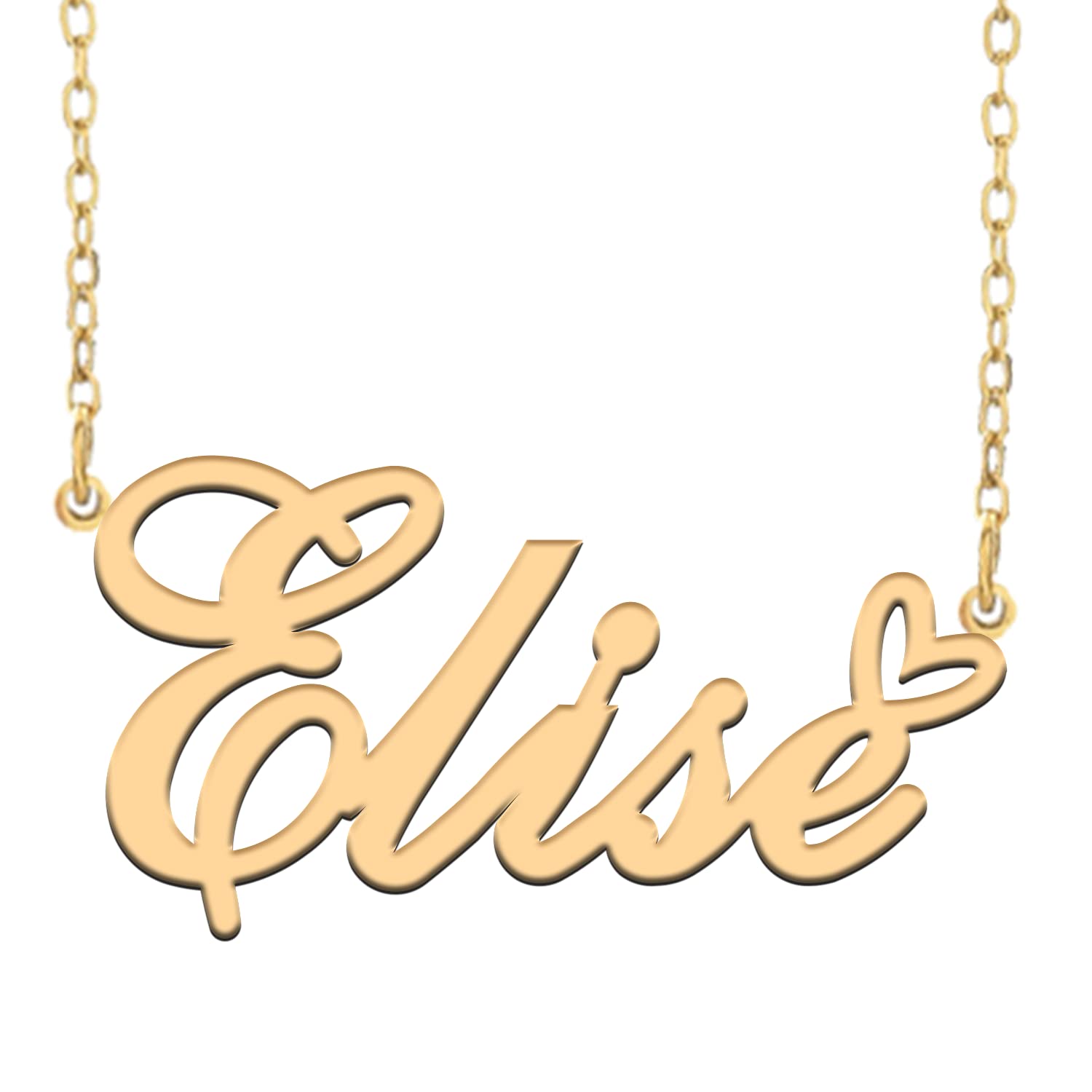 RONKAHSHOWCustom Pendant Name Necklace Customized Personalized 18K Gold with Heart Necklace Best Gift for Women New Year Birthday Mother’s day Christmas wedding Party Gold